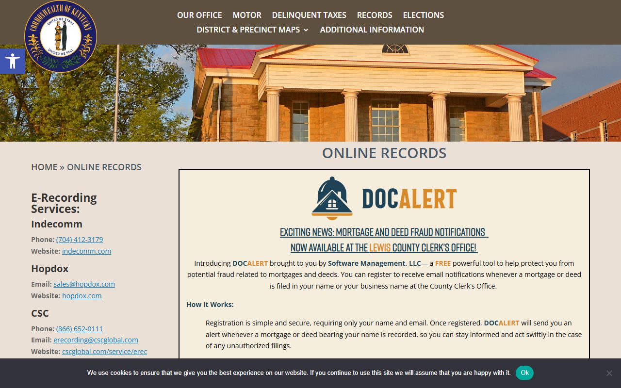 Lewis County County Clerk online records eCCLIX page