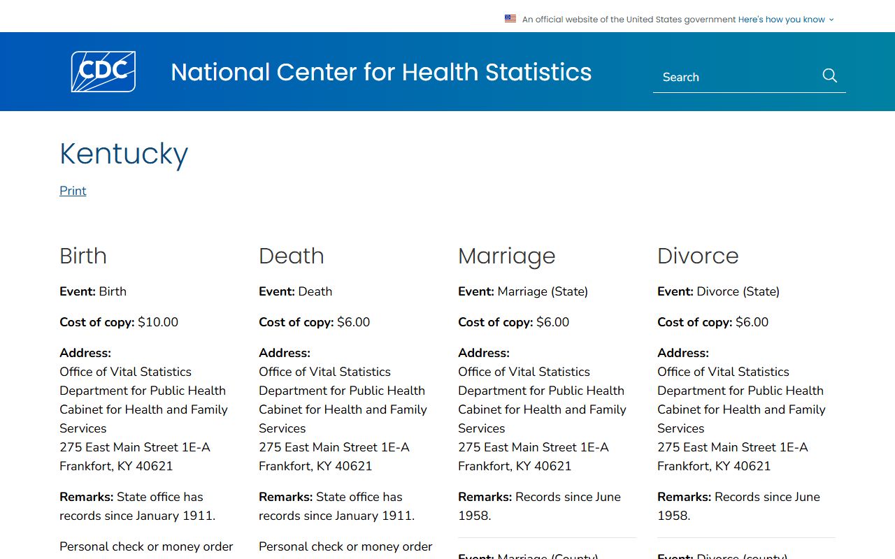 Lewis County marriage and divorce records CDC Kentucky vital records